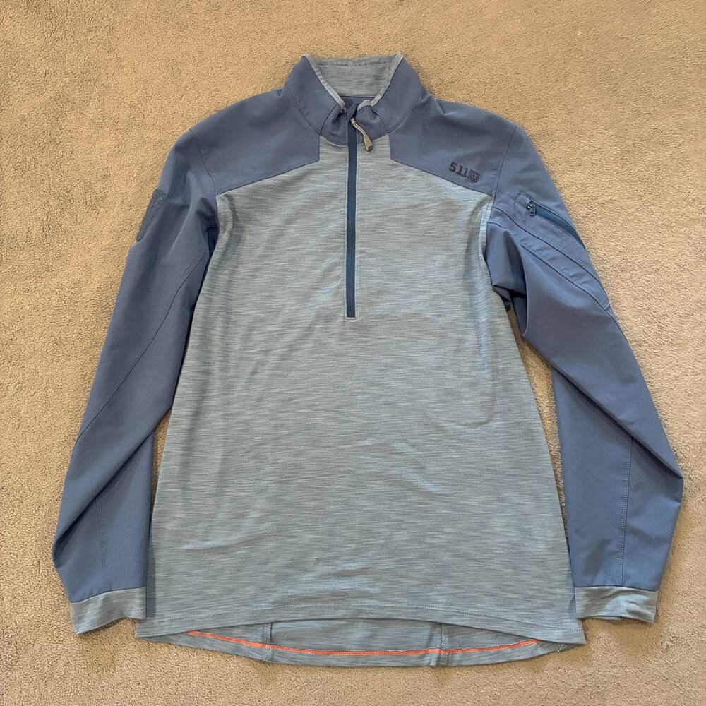 5.11 Tactical Rapid Response Blue Gray Combat 1/4 Zip Pullover Shirt Men's Sz M